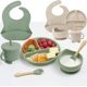 thumbnail image 4 of Babero de silicona para madres e hijos Plato de silicona para la cena Juego de ocho piezas Plato de succión para entrenamiento complementario de alimentos para bebés Juego de vajilla separada para, 4 of 5