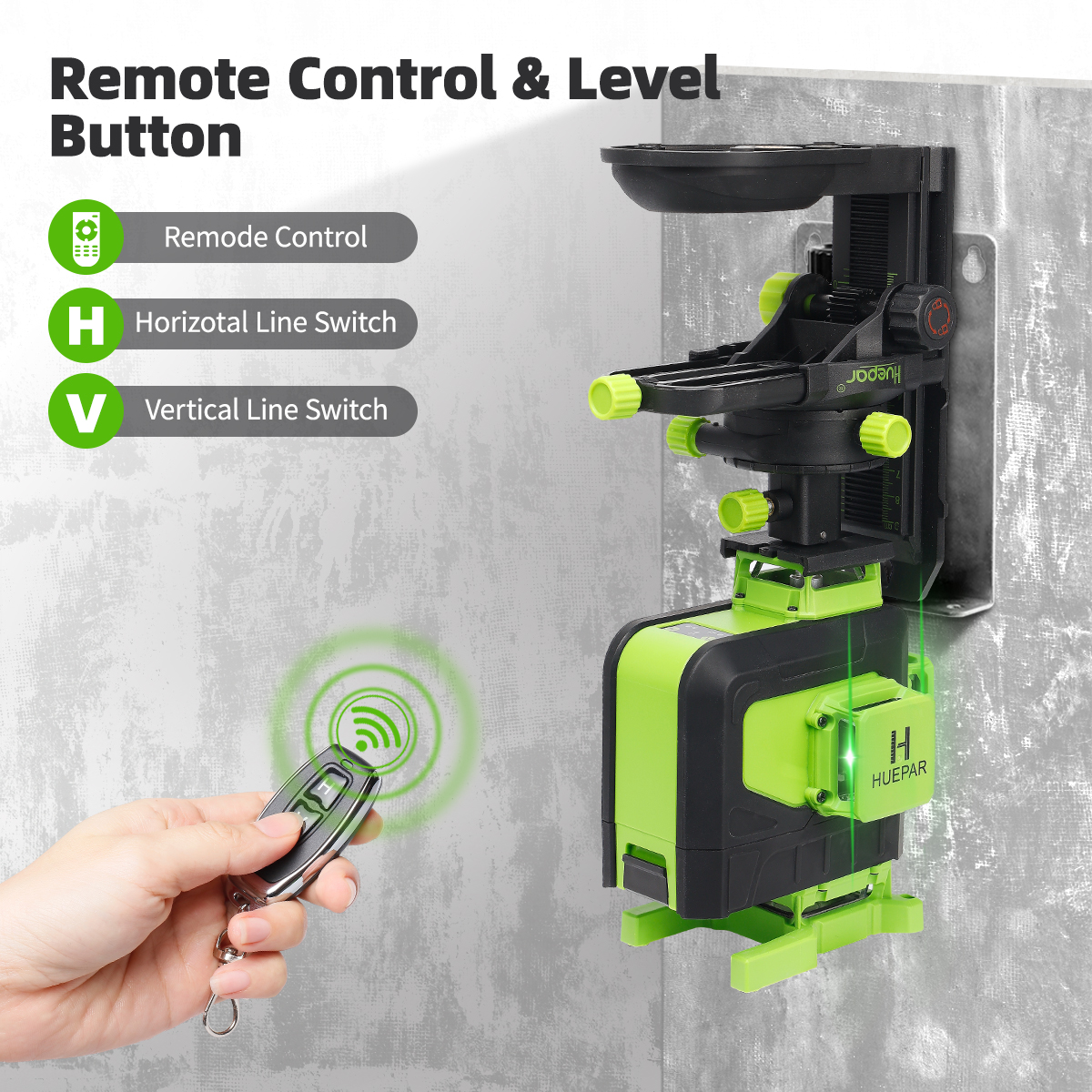 Huepar 4D Self-Leveling Green Laser Level with Remote Control photo 3