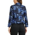 thumbnail image 4 of INSPIRE CHIC Women's Blazer Open Front Wear-to-Work Summer Crop Suit Jacket Dark Blue-Floral XL, 4 of 7