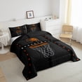 thumbnail image 3 of jejeloiu Basketball Sport Games Bedding Comforter Set,Ball Lovers Twin Comforter Sets,Black Orange Bedding Set For Teens,Luxury Bedroom Decor Reversible,2pcs, 3 of 8