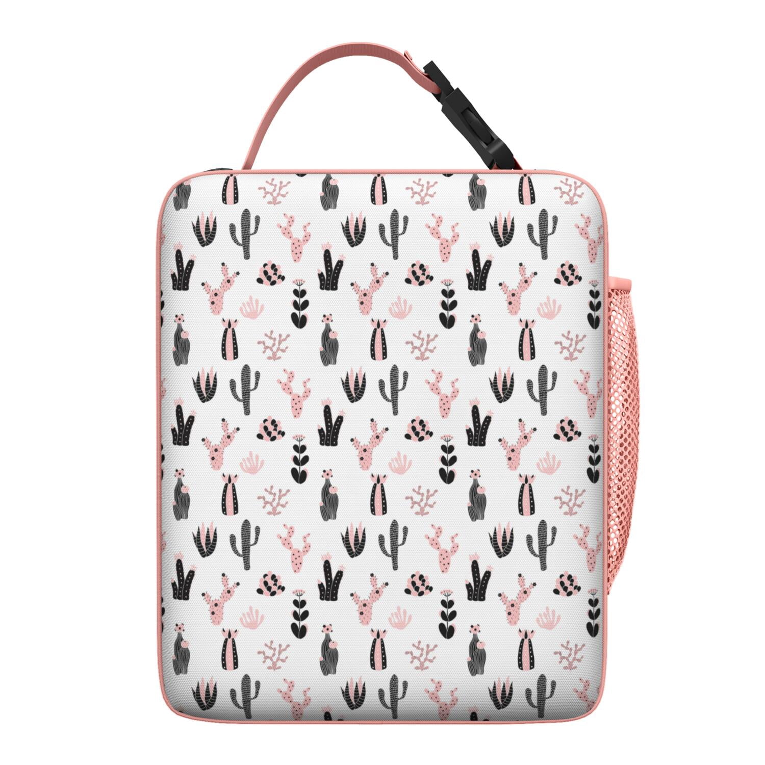 Minimalist Botanical Cactus Insulated Lunch Bag – Southwestern Succulent and Desert Style Watercolor Design, Waterproof Durable Thermal Cooler Tote for Work and Travel