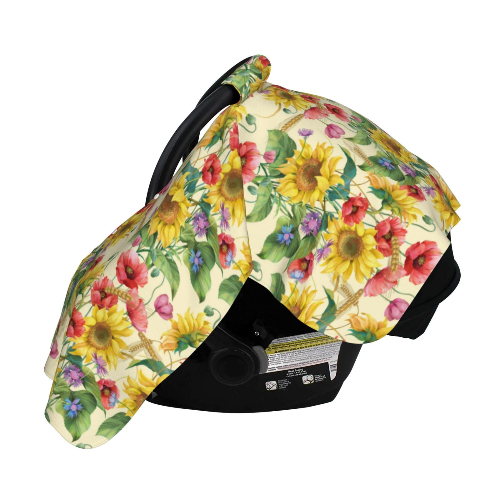 Naloa Sunflower Cornflower Poppy Baby Car Seat Cover, Breathable Baby Carrier Cover, Multiuse Baby Carrier Cover & Nursing Breastfeeding Cover