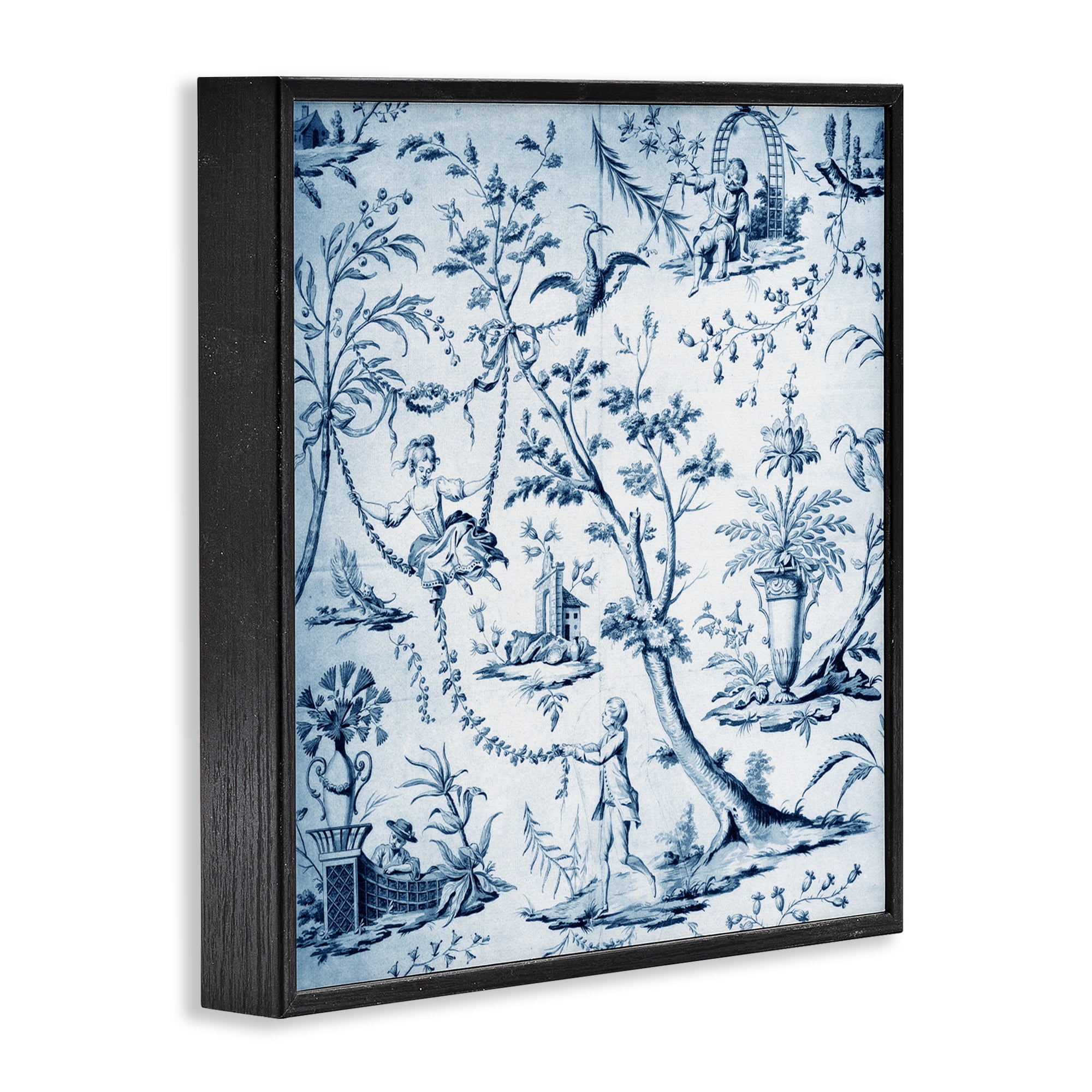 Vintage Toile Scene Black Framed Giclee Art, design by Vintage Hustle