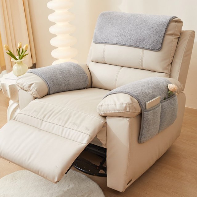 Sofa Recliner Armrest Cover 25.98In Non Slip Furniture Protector With Storage Pockets Tear Fade Resistant Washable Armrest Pad for Sofa Recliner Living Room Home Furniture Protection Daily Use