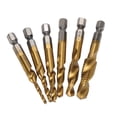 thumbnail image 4 of Drill Tap, HSS Drilling Taps Rustproof 6Pcs  For Tapping For Chamfering Ti Plated, 4 of 8