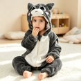 thumbnail image 2 of YunPes Toddler Kids Animal Onesie Cute 3D Hood Soft Flannel Long Sleeve Jumpsuit Zipper Closured Fall Winter Warm Cozy Loungewear, 2 of 5