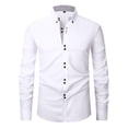 thumbnail image 4 of LMOIPLI Men's Formal Long Sleeve Dress Shirt Modern Slim Fit Wrinkle-Free Casual Business Button Up Shirts White M, 4 of 7