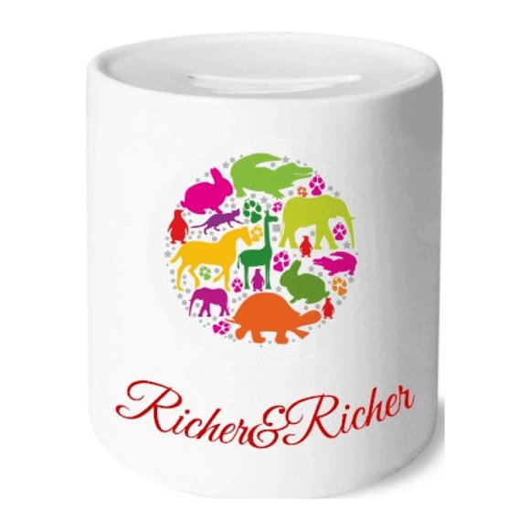 Forme Ronde Design Animaux Colorés Riches et Riches Boîte d'Épargne en Forme de Banque