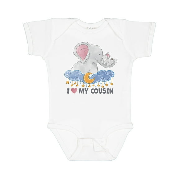 Inktastic I Love My Cousin Cute Elephants with Moon and Stars Boys or Girls Baby Bodysuit