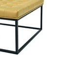 thumbnail image 5 of Partner Furniture 32" Square Faux Leather Tufted Cocktail Ottoman in Yellow, 5 of 7
