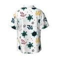 thumbnail image 2 of Vsdgher Turtles And Corals Print Men's Wrinkle Free Untucked Cuban Shirt Business Casual Button Down Shirts Short Sleeve Shirt, 2 of 7