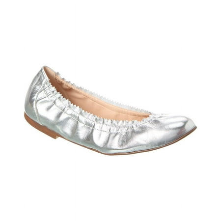 

French Sole Cecila Leather Flat 8.5 Silver