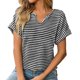 thumbnail image 1 of Camiseta elegante informal de manga corta y cuello en V a rayas para mujer - Blusa holgada de verano, poliéster - Adecuada para el trabajo/citas - Tallas estadounidenses 4-20, 1 of 8