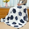 thumbnail image 3 of Soccer Blanket White and Black Sports Ball Throw Blanket Soccer Fans Gifts Soft Cozy Football Blanket for Boys Men Soccer Gifts for Kids and Adults (50"X60", White Soccer), 3 of 6
