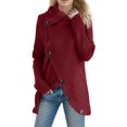 thumbnail image 4 of GDREDA Womens Turtleneck Sweaters 2024 Fall Chunky Long Sleeve Asymmetric Knit Pullover Sweaters Wine,M, 4 of 4