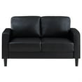 thumbnail image 2 of Rumi Loveseat, Black Faux Leather, Modern Track Style Arms, Foam, 54 Inch, 2 of 6