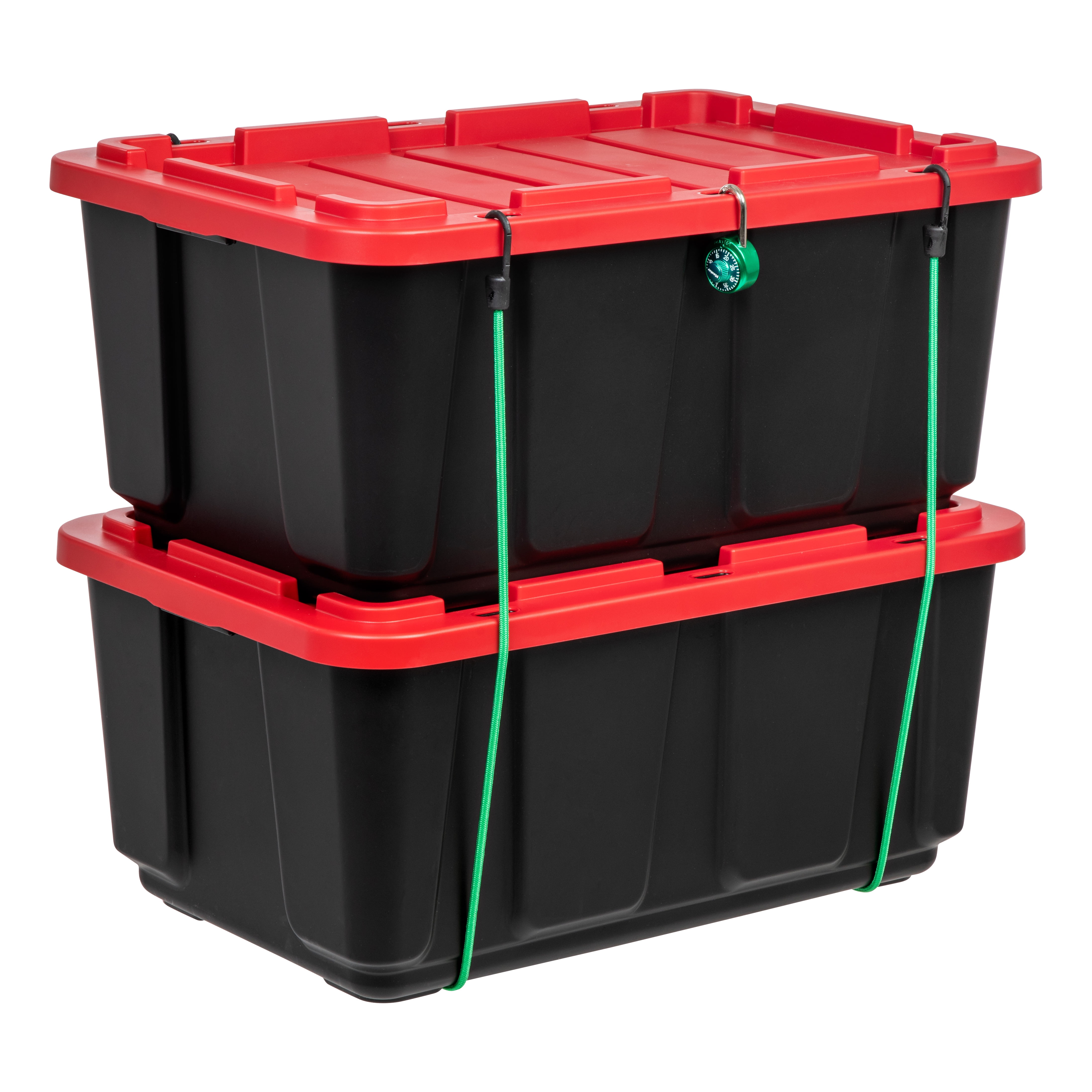 4 Pack Black/Red IRIS 27 Gallon Utility Tough Tote with Lid