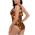 thumbnail image 4 of Easygdp Autumn Leaves Women's One Shoulder Ruffle Monokini Bathing Suits with Removable Chest Pad, Quick Drying - Large, 4 of 8