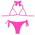 thumbnail image 5 of Two Piece Triangle Bikini Sets for Women String Bathing Suit Halter Top with Side Tie Bikini Bottom Hot Pink L, 5 of 5