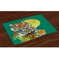 thumbnail image 1 of Ambesonne Savannah Place Mats Set of 4, Tiger Family in Jungle, Standard Size, Jade Green and Pale Green, 1 of 4