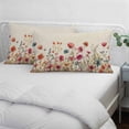 thumbnail image 4 of Pink Orange Teal Spring Floral Pillow Covers 12"x20", Watercolor Botanical Summer Flowers Soft Brushed Breathable Throw Pillow Covers, Pillowcase with Zipper for Couch Sofa Bedroom Living Room, 4 of 9