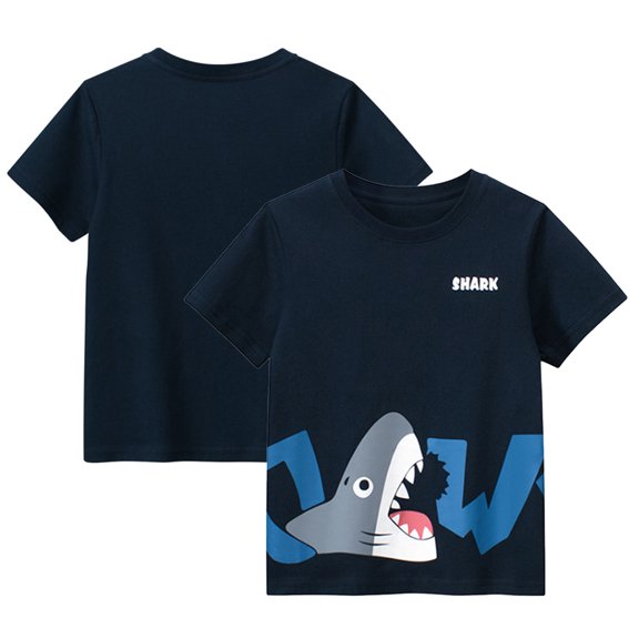 LYMAYTER Kids Boys Short Sleeve T-Shirt for 6-15 Years Old Crew Neck Cartoon Tees Shirts Summer 100% Organic Cotton T-Shirt Blouse