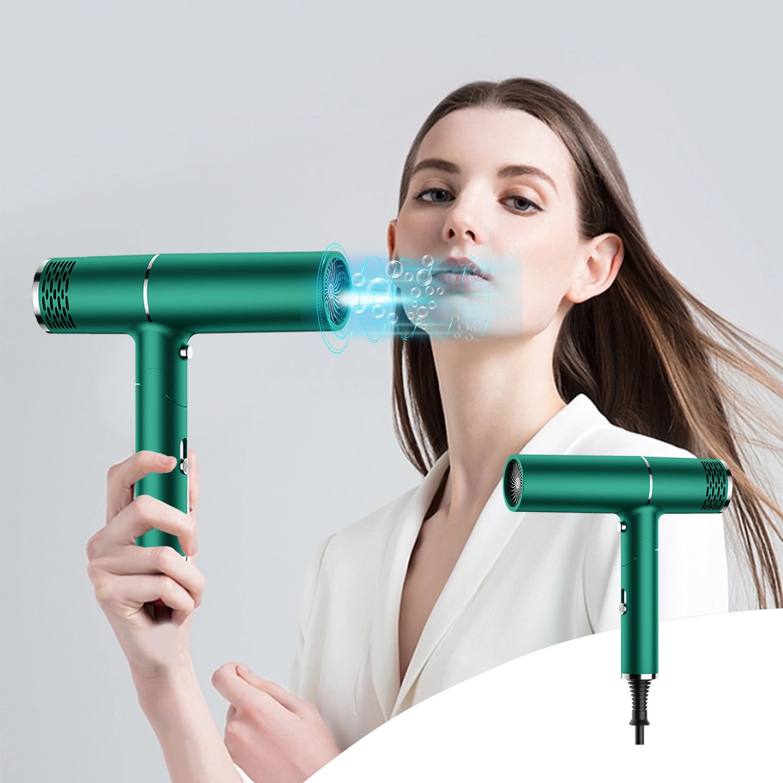 Hiroekza Hair Dryer With Diffuser, Travel Hairdryer For Normal & Curly Hair Includes Volume Styling Nozzle