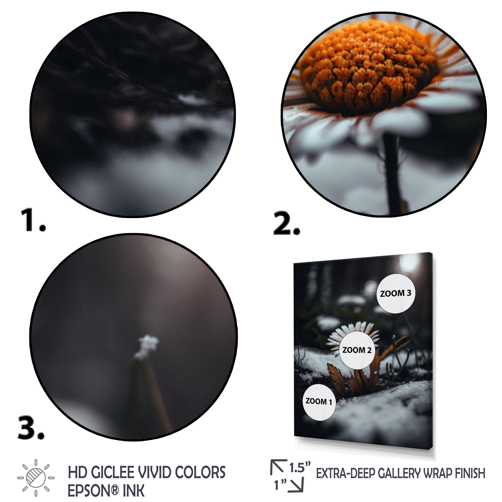 Designart A Blooming Orange Daisy Flower In Winter I Canvas Wall Art