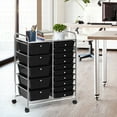 thumbnail image 2 of Costway 15 Drawer Art & Craft Rolling Storage Cart Tools Scrapbook Paper Office School Organizer Black, 2 of 10