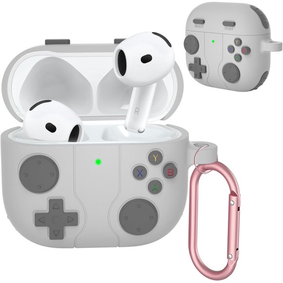 yeuweold For AirPods 4 Case Cover Silicone Protective Cover for Apple Airpods 4th Generation Shockproof Support Wireless Charging Soft Case Classic Retro Handheld Game Console Design Case Grey