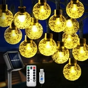 Crystal Globe Solar String Lights, 31ft/36ft 50/60 LED Super Bright Solar Christmas Lights, Solar Powered/USB+Remote control, 8 Lighting Modes Solar Globe Lights for Christmas Tree Decor Garden Patio