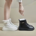 thumbnail image 4 of Botas de nieve altas con forro polar para mujer, zapatos casuales cálidos de estilo coreano para estudiantes de invierno, zapatos de algodón, 4 of 6