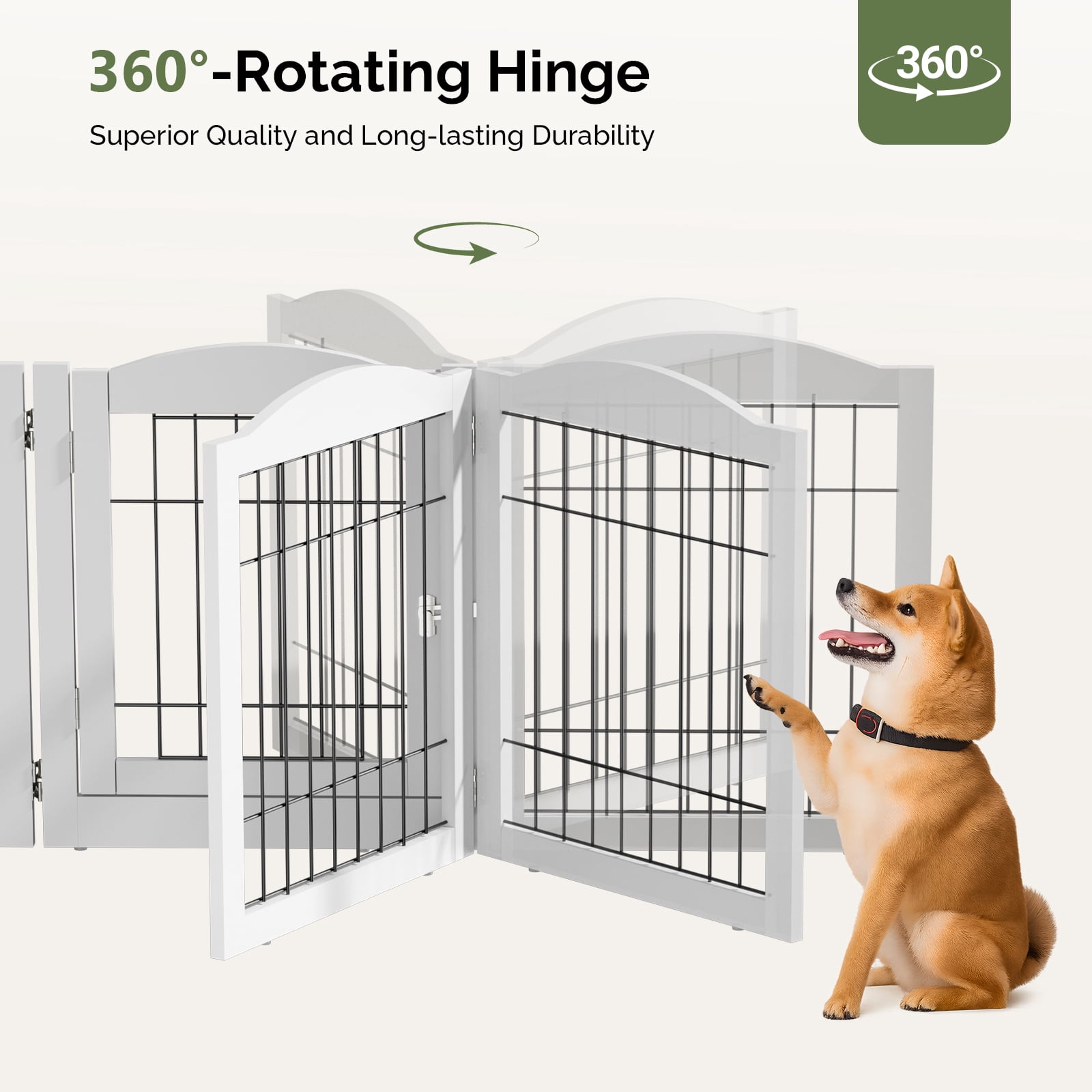 UBesGoo 4-Panel Adjustable Dog Gate, Freestanding No-Drill Safety Fence for Baby & Pet, White