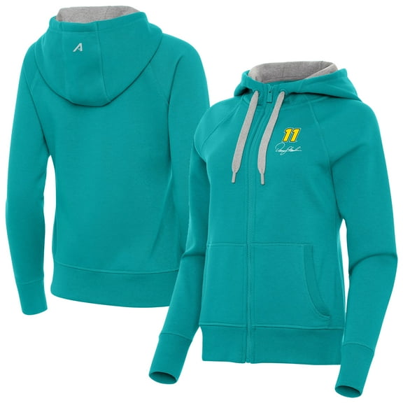 Women's Antigua Aqua Denny Hamlin Victory Full-Zip Hoodie