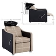 thumbnail image 5 of BarberPub Backwash Shampoo Station Chair, Adjustable Porcelain Ceramic Hair Wash Bowl with Chair, Reclining Shampoo Station for Barber Shop, Spa Beauty Salon Equipment 9364 (Black and creamy white), 5 of 8