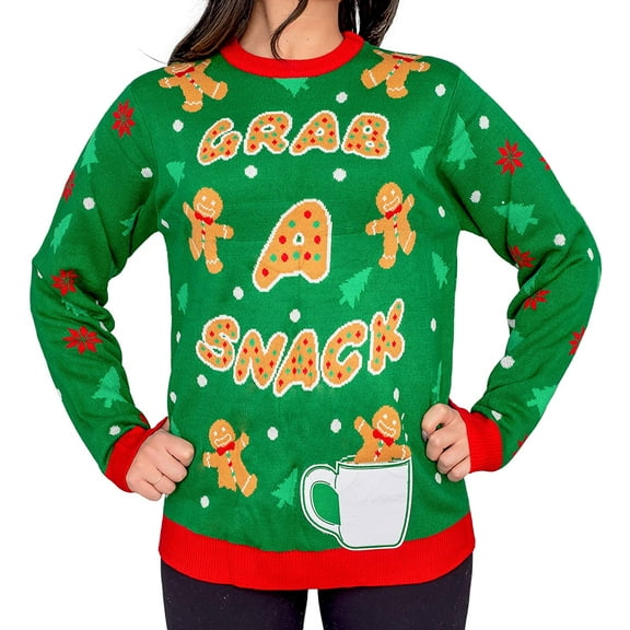 Grab a Snack Gingerbread Ugly Christmas Sweater