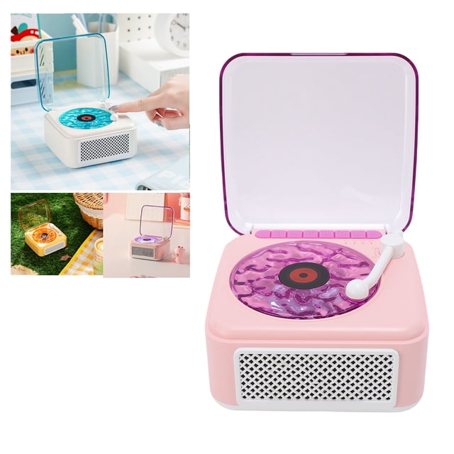 Wireless Speaker, Small Record Player Night Light USB Rechargeable Desktop Wave Speaker for Bedroom Party
