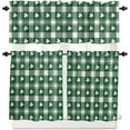 thumbnail image 2 of Buffalo Plaid Shamrock 3 PCS Kitchen Curtain Valance and Tiers Set, Rod Pocket Small Half Tier Valances Window Curtains Panel, St Patricks Irish Saint Clover 55"x36" (Set of 2 Tiers & Valance), 2 of 5