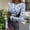 04-Cyan, variant on Women's Crew Neck Long Sleeve T-Shirt Ribbed Knit Slim Fit Floral Print Fall Winter Casual Layering Fitted Top 03-Blue M