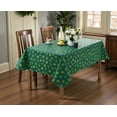 thumbnail image 4 of Serafina Home St. Patrick's Day Irish Vinyl Flannel Backed Tablecloth for Dining Room Kitchen Table Decor: St. Pat's Lucky Shamrock Clovers Green White Yellow Gold St. Pats Dark Sham 52" x 52", 4 of 7