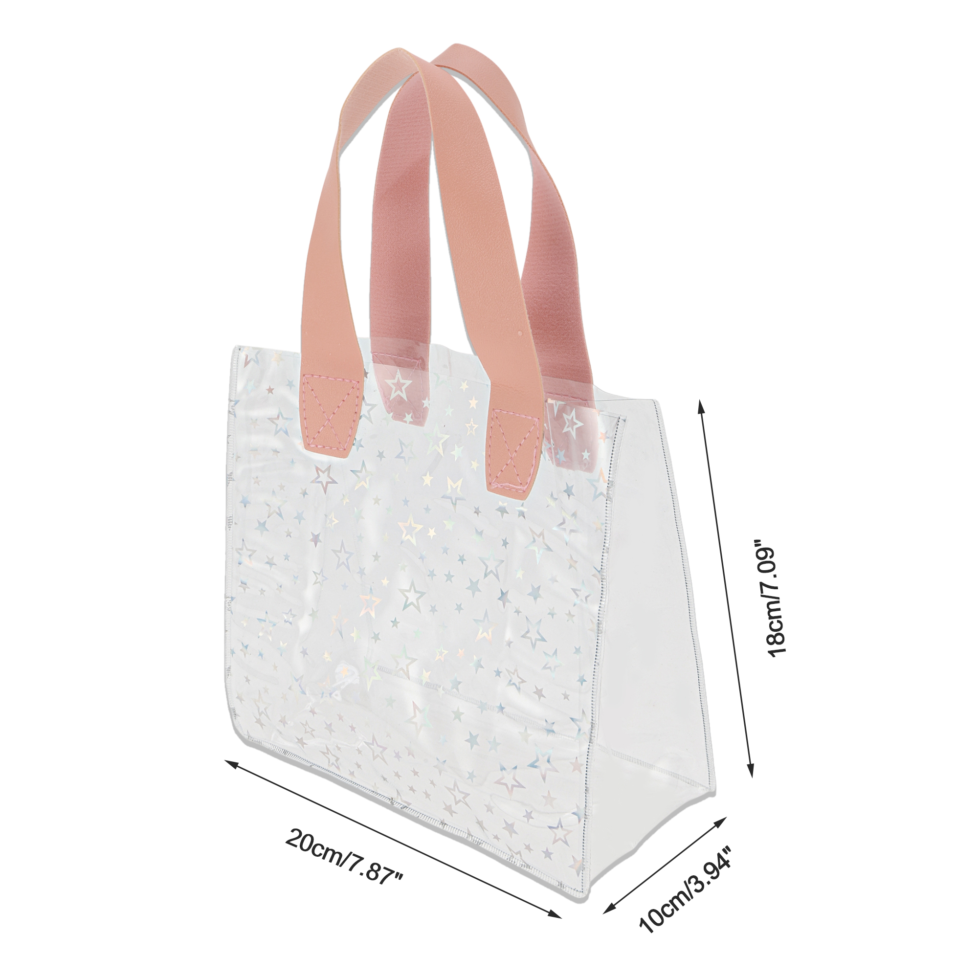 Unique Bargains Star Design Reusable Gift Bag for All Occasions 1 Pc Pink Clear Small