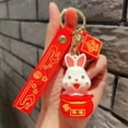 thumbnail image 3 of Chinese Animals Rabbit Miniature Key Chain Exquisite Appearance Fashion Keychain Keyring Lucky Pendant Key Buckle Cute Keychains Bunny Type 1, 3 of 6