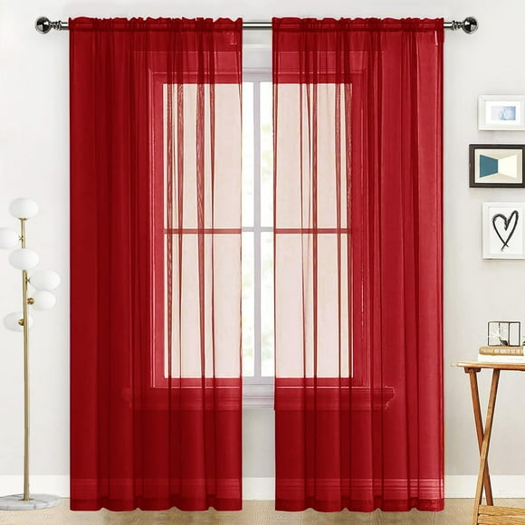 Cortina SpaceDresser Sheer Voile 132 x 137 cm, color rojo navideño