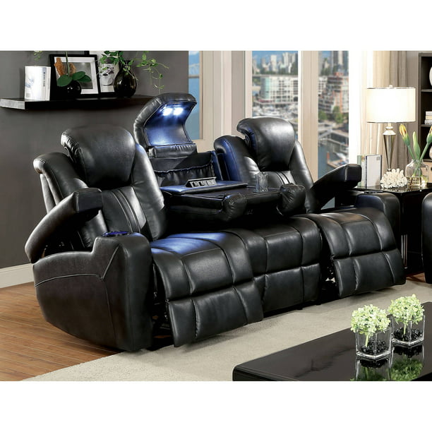 Furniture Of America Contemporary Faux, Rancor Leather Seating Power Reclining Sofa