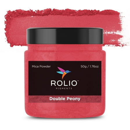 Rolio Premium Mica Powder - Double Peony (50G / 1.76oz) - 1 Jar of Pink Pigment Powder for Epoxy Resin, Dye, Soap Making, Nail Polish, Paint, Candle Making, Bath Bombs, Slime