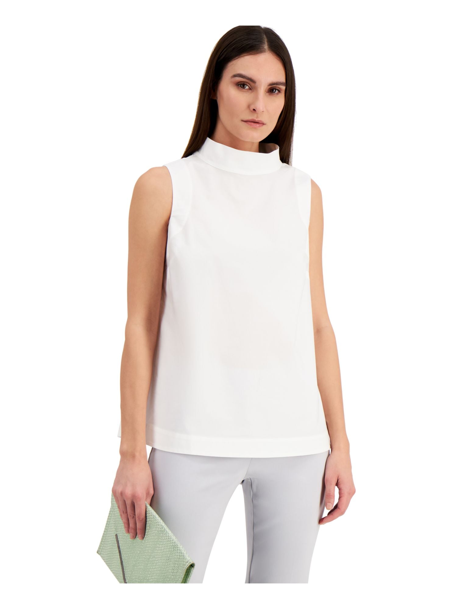 Alfani Womens Poplin Sleeveless Tunic Top White L - Walmart.com