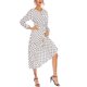 thumbnail image 5 of VISgogo Vestido casual de primavera para mujer, vestido midi de ajuste regular con cuello redondo y manga larga con estampado de lunares VISgogo  moda, 5 of 9