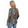 thumbnail image 5 of WIHOLL Womens Long Sleeve Shirts Pleated V Neck Curved Hem Fall Winter Tunic Tops Blouses Print, 5 of 8