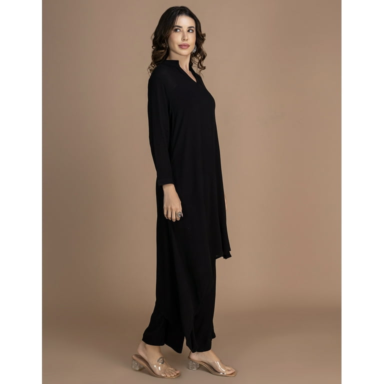 Moomaya Women's Indo-Western Co-Ord Set Rayon Asymmetric Long