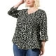thumbnail image 1 of Women's Plus Size Blouse V Neck 3/4 Ruffle Sleeve PolDots Peplum Top Black 3X, 1 of 7